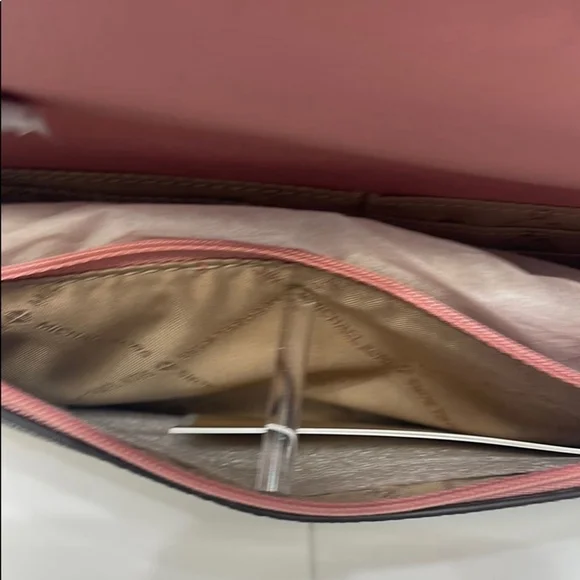 Michael Kors Small Envelope Crossbody Pink & Brown MK Signature Logo Primrose - Picture 7 of 7